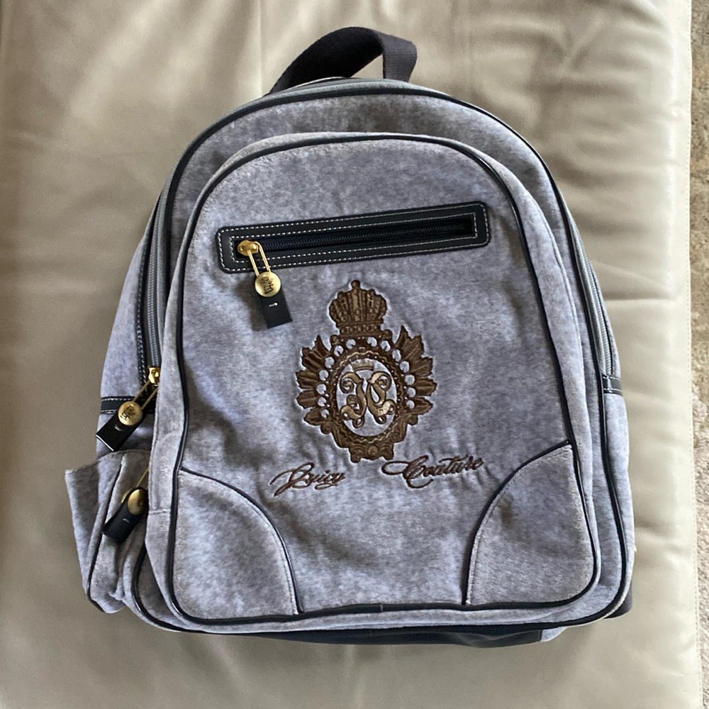 Juicy Couture Y2K Gray Velour Backpack